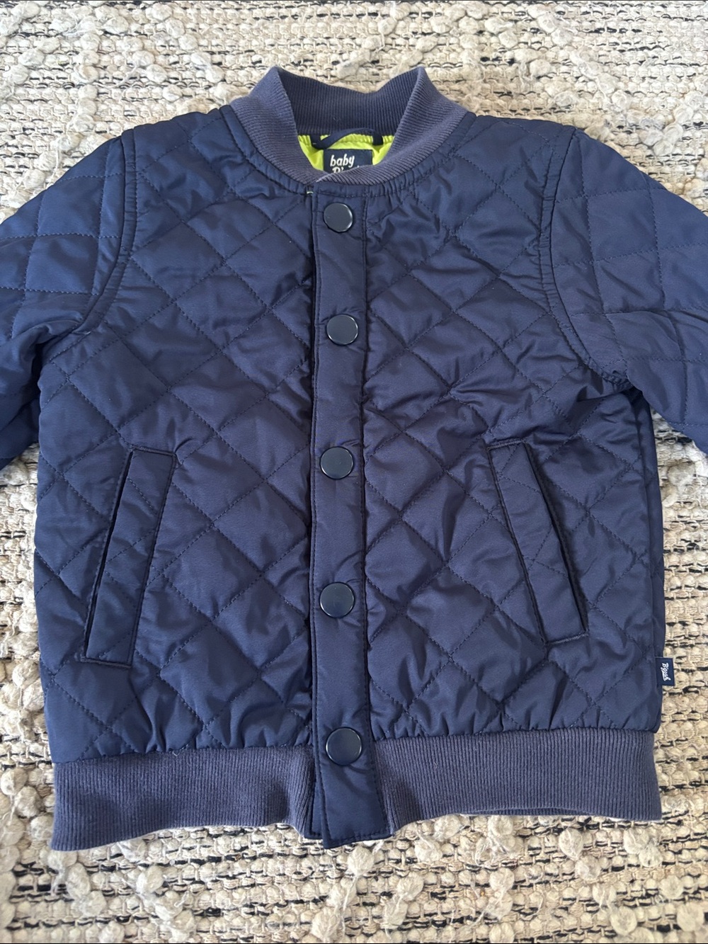 OshKosh B'gosh Navy Quilted Snap-Front Puffer Bomber Jacket